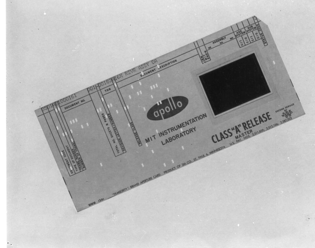 Apollo Class “A” release master data punch card, 1963.