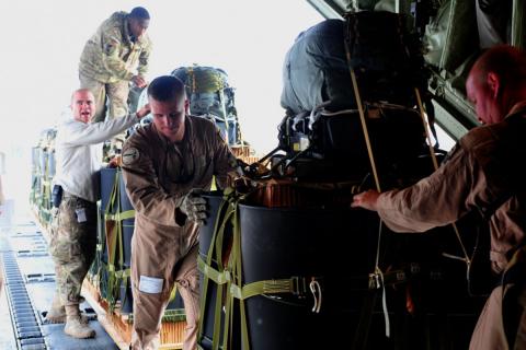 Airdrop has long proved a cornerstone of military and humanitarian missions as a way to deliver food and supplies to areas inaccessible to vehicle convoys. Photo credit: U.S. Air Forces Central Command Public Affairs.